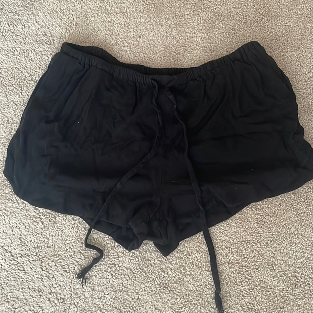 Black cotton lounge shorts